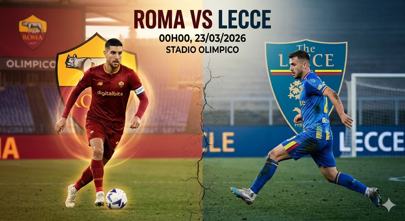 Nhận định trận đấu Roma vs Lecce: Điểm nóng đối đầu giữa Lorenzo Pellegrini và Ylber Ramadani tại sân Olimpico.