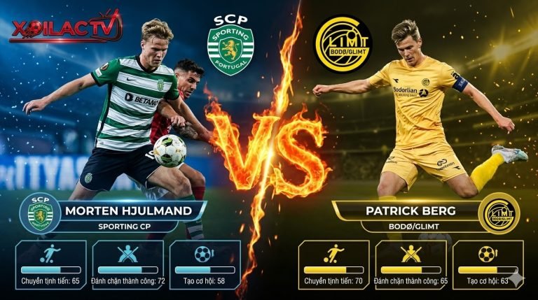 So sánh chỉ số đối đầu điểm nóng giữa Morten Hjulmand và Patrick Berg trận Sporting vs Bodø/Glimt