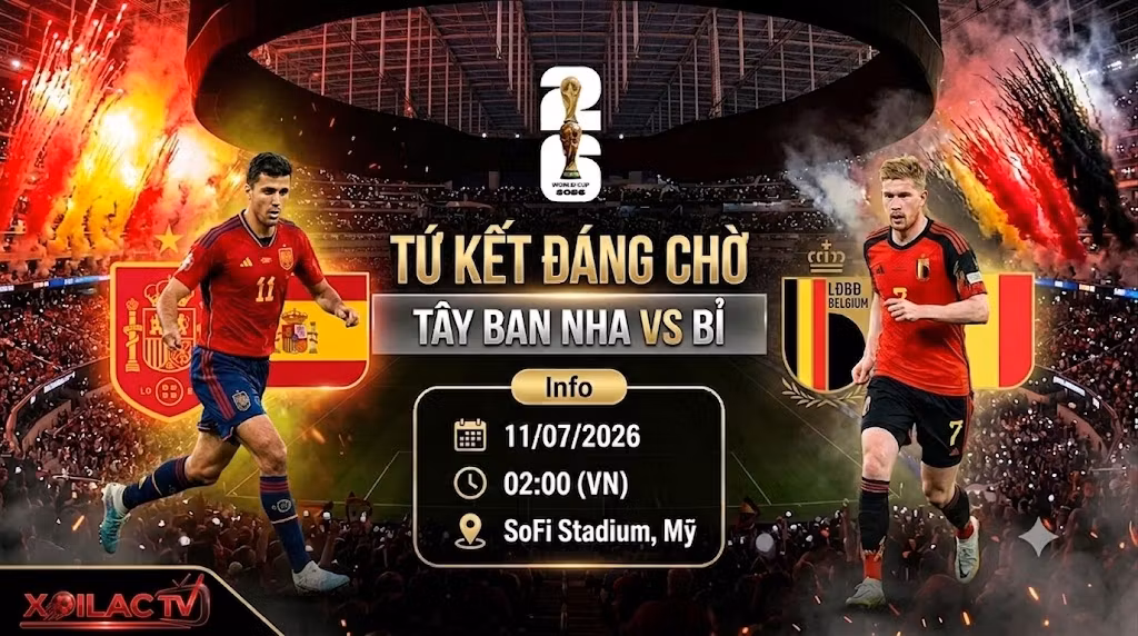 Nhận định Tây Ban Nha vs Bỉ trận tứ kết World Cup 2026 - Xoilac TV