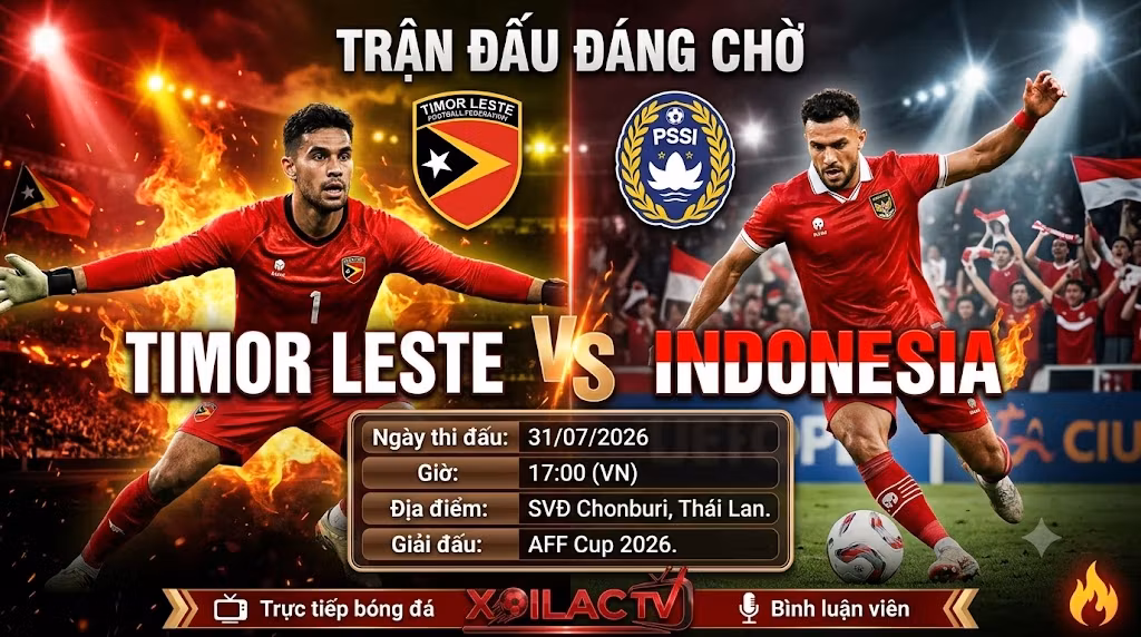 Nhận định, soi kèo trận đấu Timor Leste vs Indonesia tại vòng bảng AFF Cup 2026 cùng chuyên gia Xoilac TV.