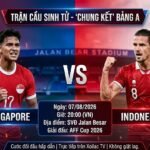 Ảnh bìa nhận định trận đấu sinh tử giữa Singapore vs Indonesia tại lượt cuối bảng A AFF Cup 2026.