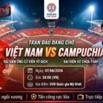 Ảnh bìa nhận định trận đấu giữa ĐT Việt Nam vs Campuchia lúc 20h00 ngày 7/8 tại vòng bảng ASEAN Cup 2026 trên Xoilac TV.